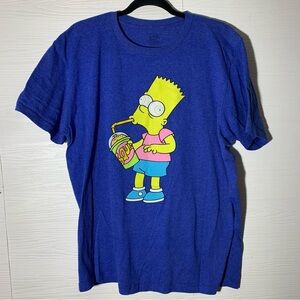 The Simpsons Bart Simpson Squishee Brain Freeze Graphic Tee Blue Heather L